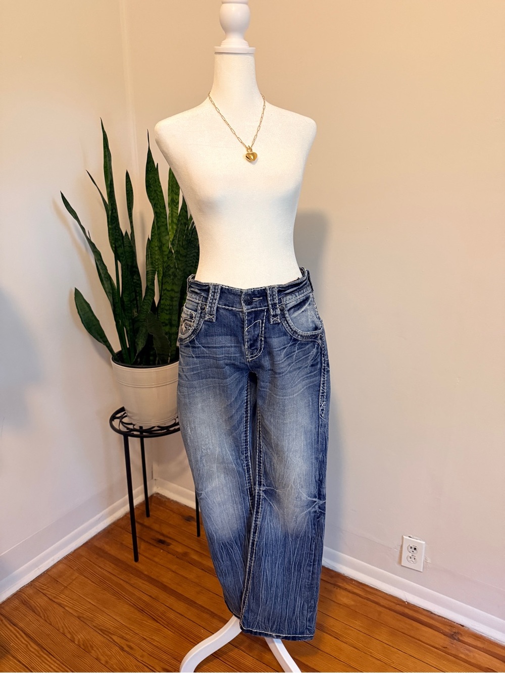 Rock Revival Derlin Slim Boot Jeans Women 28 Medium Wash Blue Denim Bootcut